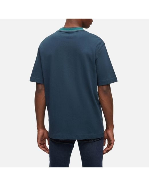 Boss Blue Boss Teglitchknit Cotton-Jersey T-Shirt for men