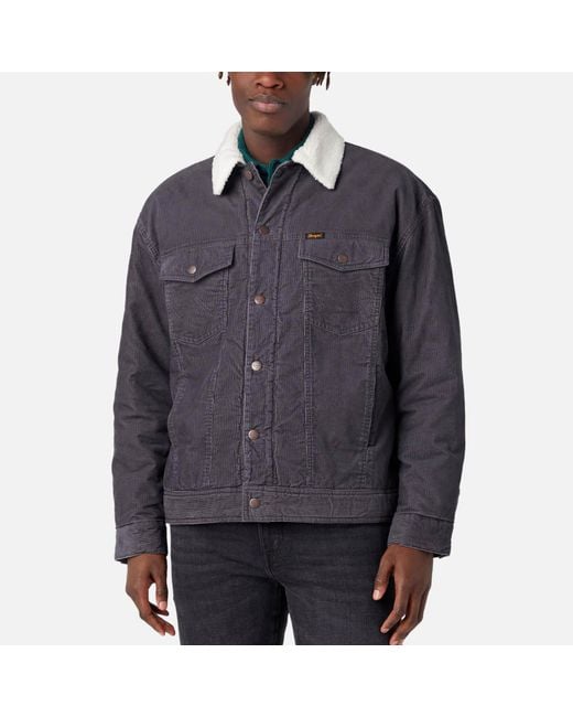 Wrangler Blue Antifit Fleece-trimmed Cotton-corduroy Trucker Jacket for men