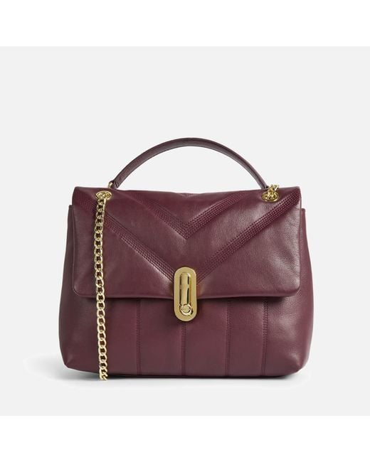 Ted Baker Purple Ayalina Leather Puffer Quilt Crossbody Bag