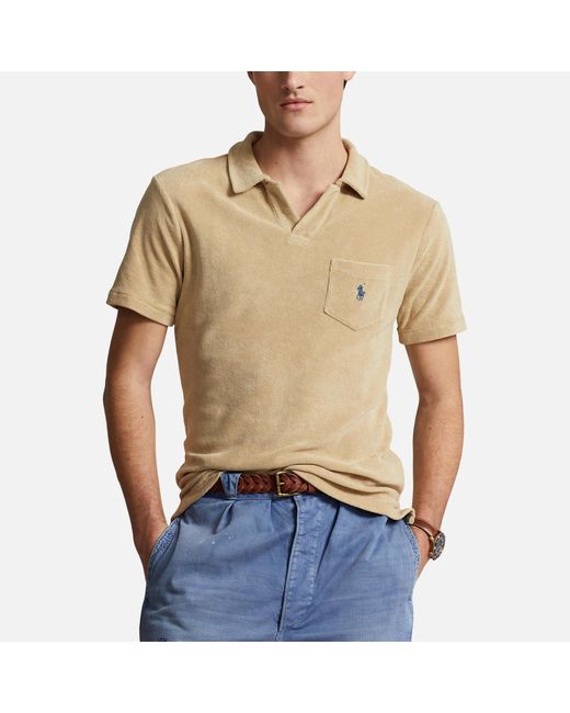 Polo Ralph Lauren Custom-Slim-Fit Terry-Polohshirt in Natural für Herren