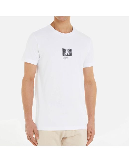 Calvin Klein Landscape Graphic Cotton T-shirt in White for Men | Lyst