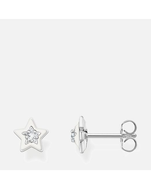 Thomas Sabo White Charm Club Silver Star Stud Earrings