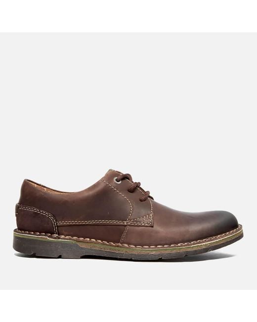 Clarks Brown Edgewick Plain Leather Shoes for men