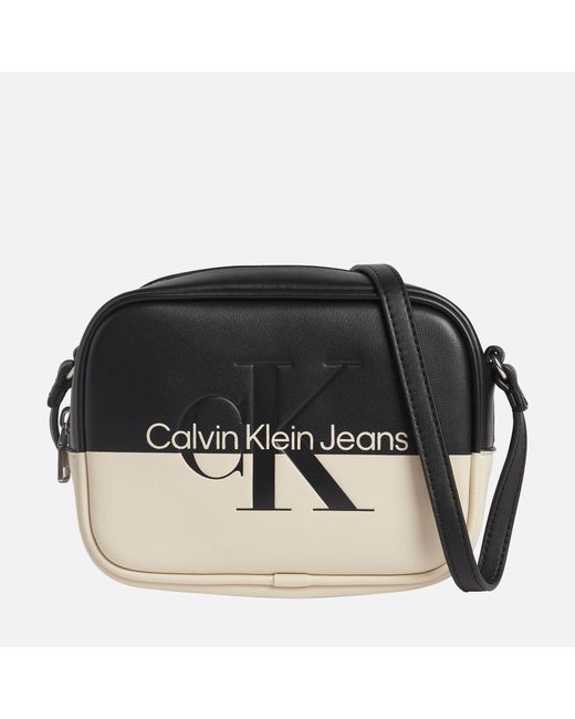 Calvin Klein Black Two-tone Faux Leather Camera Bag