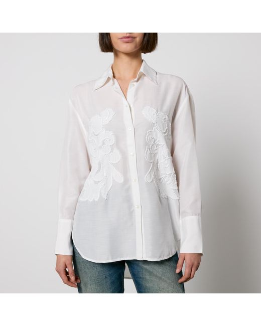 MAX&Co. White Ottawa Embroidery Gauze Shirt