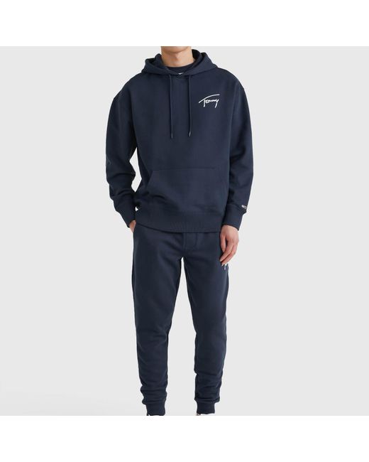 Tommy Hilfiger Signature Hoodie in Blue for Men | Lyst UK