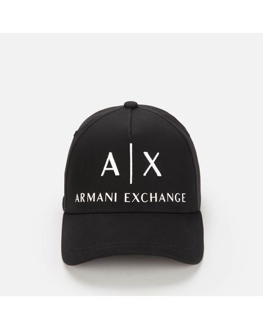 Armani Exchange Cotton Ax Logo Cap in Black for Men - Lyst
