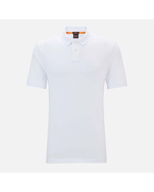 Boss White Passenger Cotton-blend Piqué Polo Shirt for men