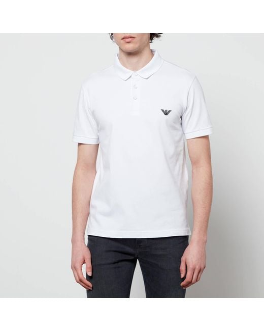 Mens Clothing T-shirts Polo shirts Armani Cotton Emporio Short Sleeved Polo T Shirt in White for Men 