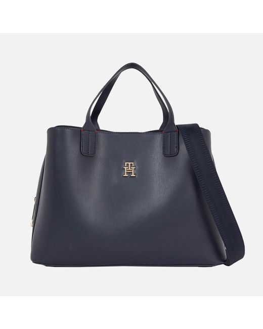 Tommy Hilfiger Blue Iconic Faux Leather Tote Bag