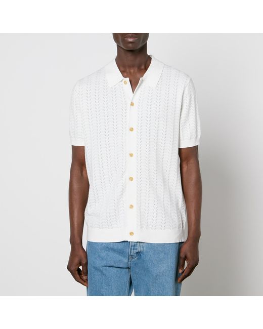 Wax London White Tellaro Pointelle-knit Cotton Shirt for men