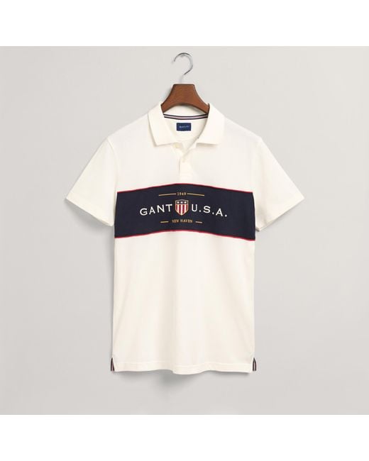 Gant White Banner Shield Cotton-piqué Polo Shirt for men