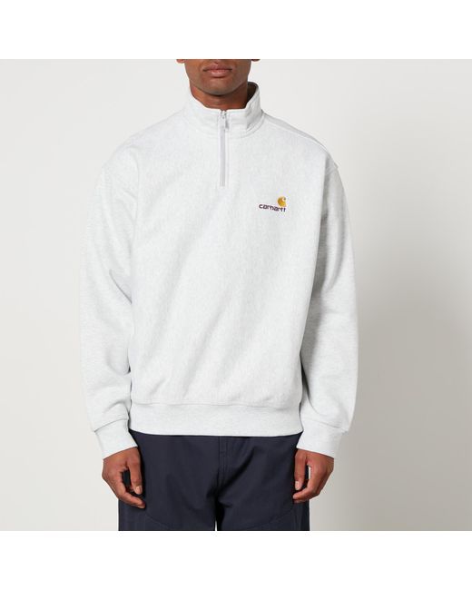 Carhartt White Half Zip American Script Cotton-Blend Jersey Sweatshirt for men