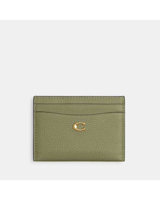 COACH Green Polished Pebble Essential Leather Card Case