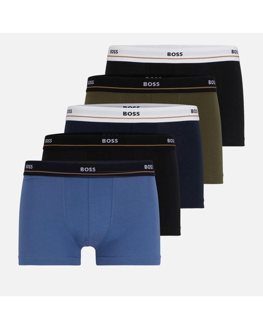 Boss Blue Essential Cotton-blend 5-pack Boxer Shorts for men
