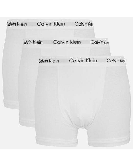Calvin Klein Cotton Stretch 3-pack Trunks in White for Men | Lyst