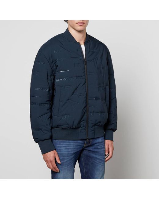 Armani Exchange All-over Logo Shell Bomber Jacket in Blue for Men | Lyst