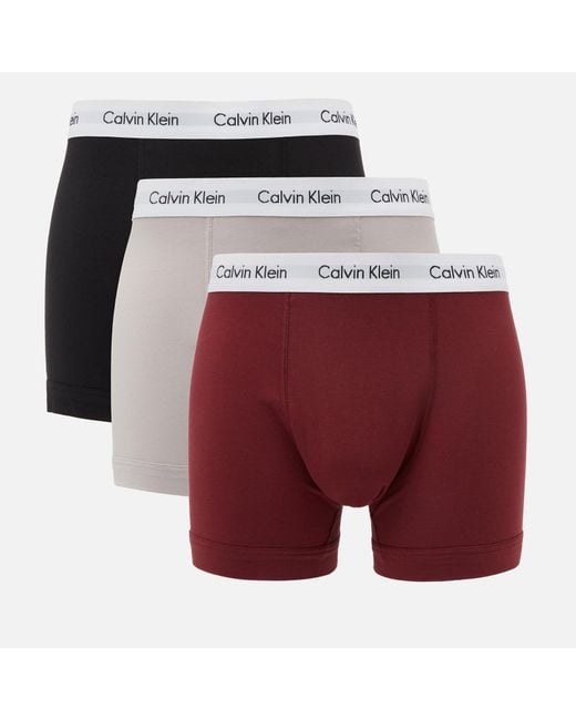 Calvin Klein Three-pack Stretch Cotton-jersey Boxer Trunks in Red for Men