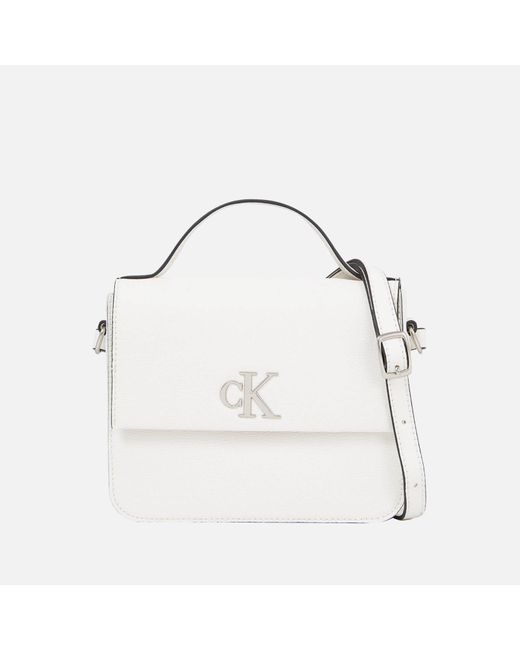 Calvin Klein White Boxy Faux Leather-blend Crossbody Bag