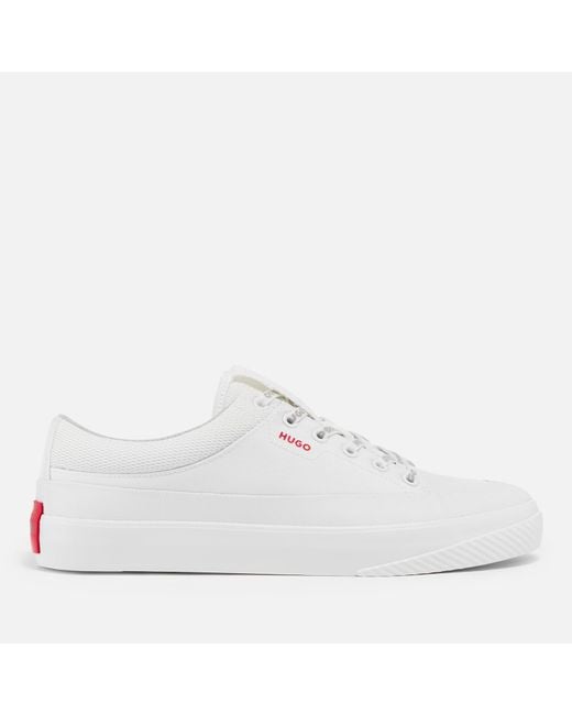 HUGO White Dyer Canvas And Mesh Tennis Trainers for men