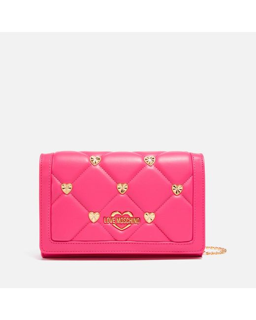 Love Moschino Pink Heart Faux Leather Wallet Bag