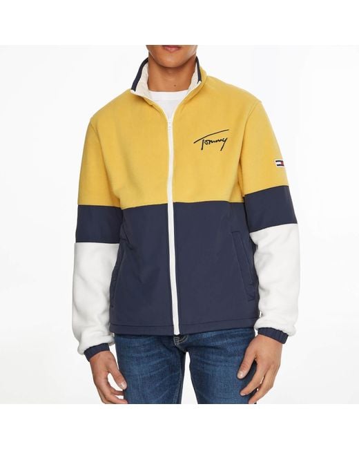 Tommy Hilfiger Yellow Retro Colour-block Fleece Jacket for men