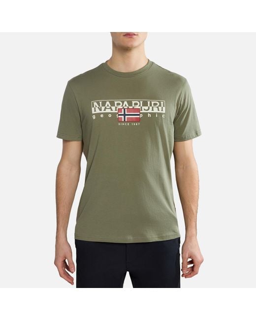 Napapijri Green Aylmer Logo Cotton T-shirt for men