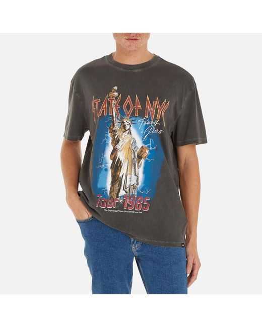 Tommy Hilfiger State Of NYC Graphic Cotton T-Shirt in Gray für Herren