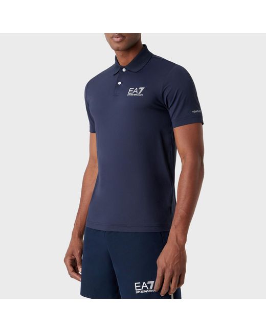 EA7 Blue Ventus 7 Piqué Polo Shirt for men