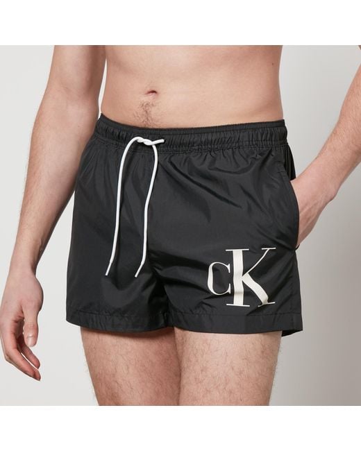Calvin Klein Black Logo-print Shell Short Swimming Shorts for men
