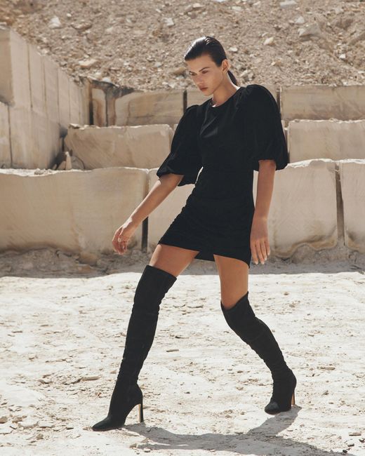 Black high heel dress boots top