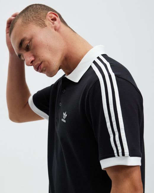 Adidas Originals Black Adicolor Classics 3 Stripes Polo Shirt for men