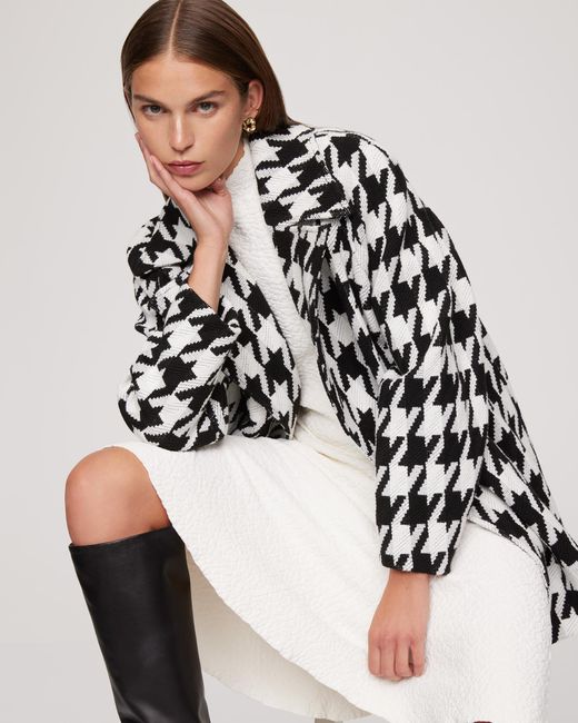Veronika Maine Oversized Houndstooth Coat Black White | Lyst Australia
