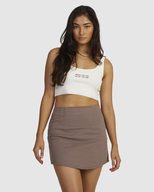 RVCA Twill Mini Skirt in Brown | Lyst Australia