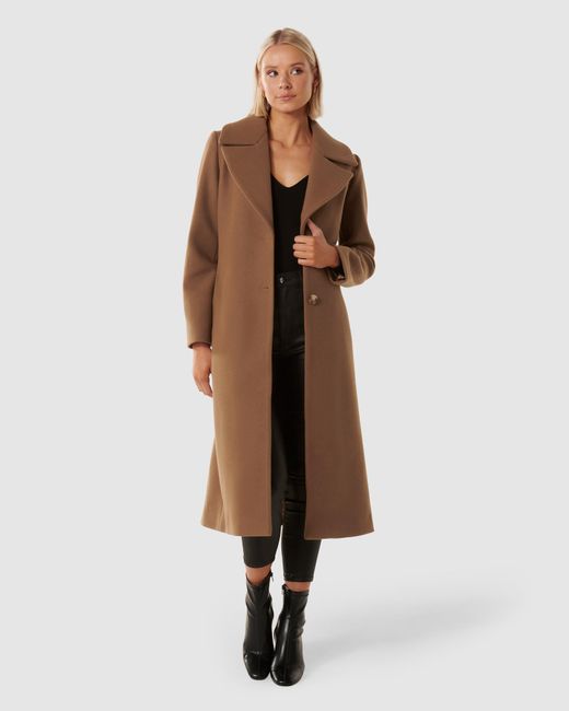 Forever New Brown Sara Single Breasted Wrap Coat