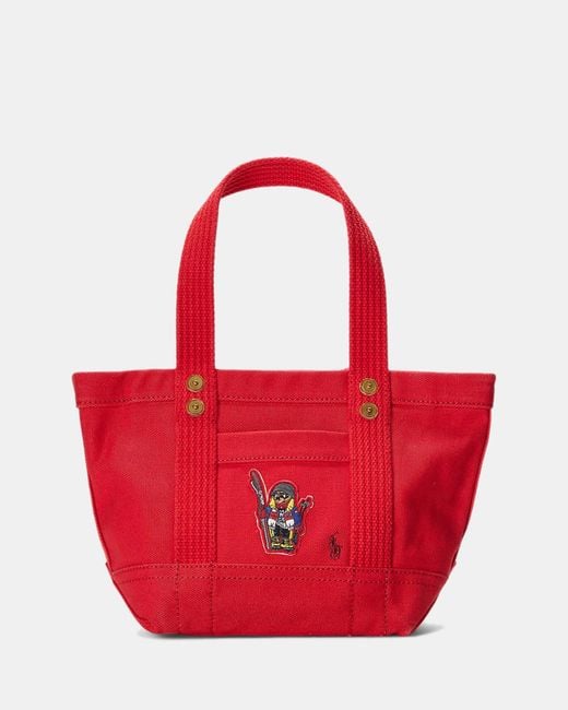 Polo Ralph Lauren Red Canvas Mini Polo Bear Tote Bag