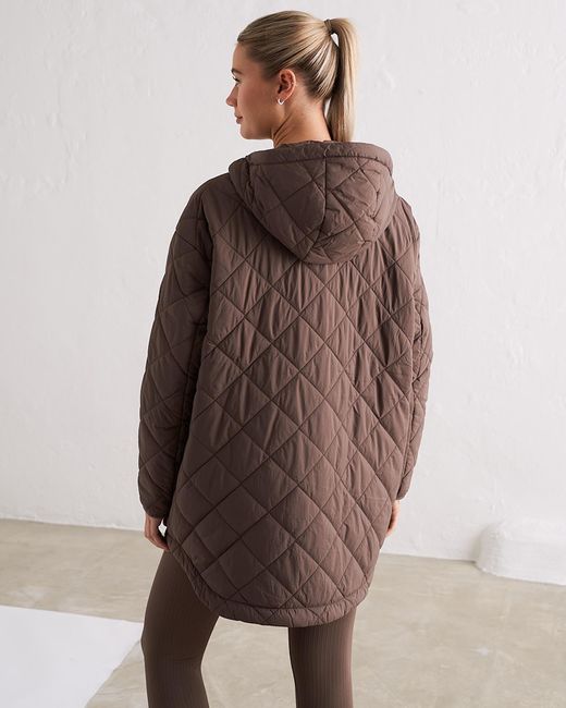 Aim'n Oversized Quilted Anorak in Brown | Lyst Australia