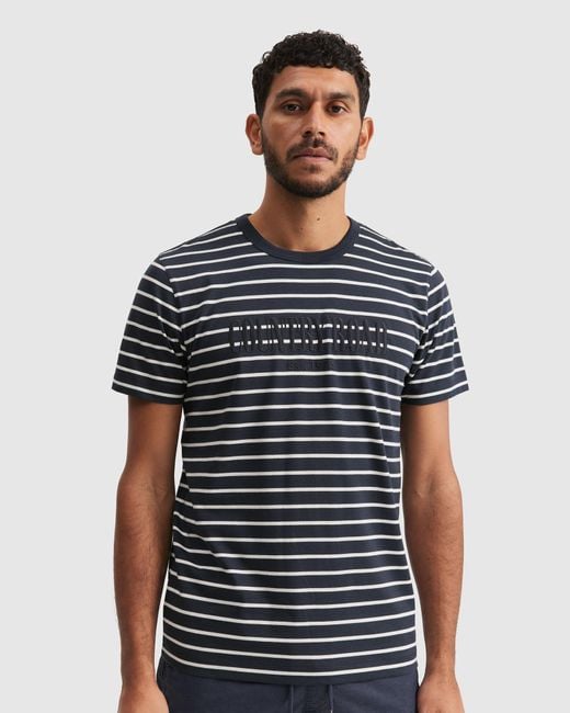 Country Road Australian Cotton Heritage Logo Stripe T Shirt in Blue for