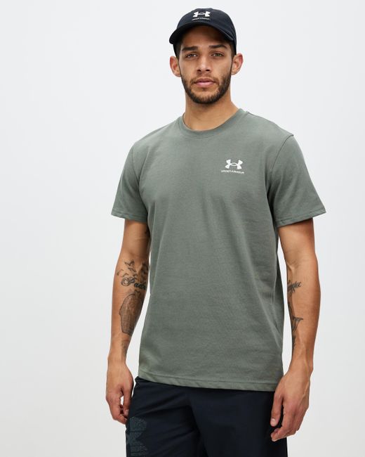 Under Armour Green Ua Logo Embroidered Heavyweight Ss for men