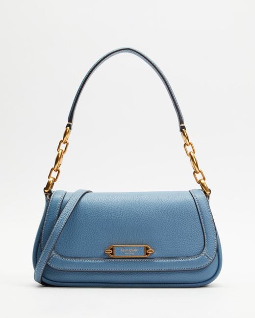 Kate Spade Gramercy Pebbled Leather Small Flap Shoulder in Blue | Lyst ...