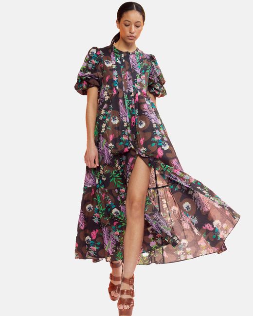 Cynthia Rowley Multicolor Coral Print Voile Dress