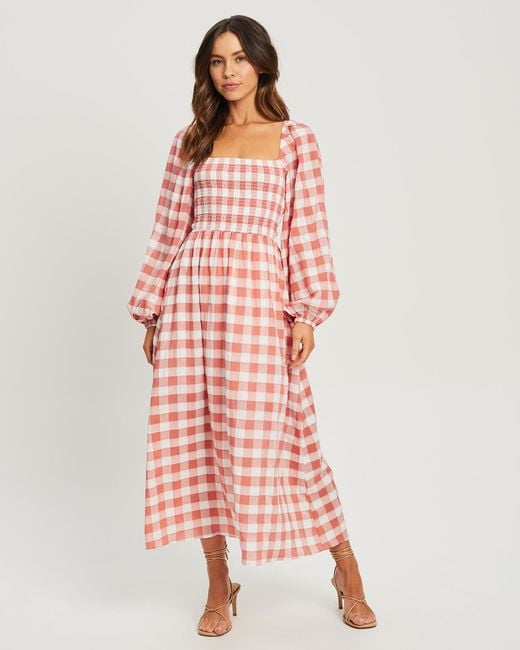 The Fated Sirnina Midi Dress in Pink Gingham (Pink) Lyst Australia