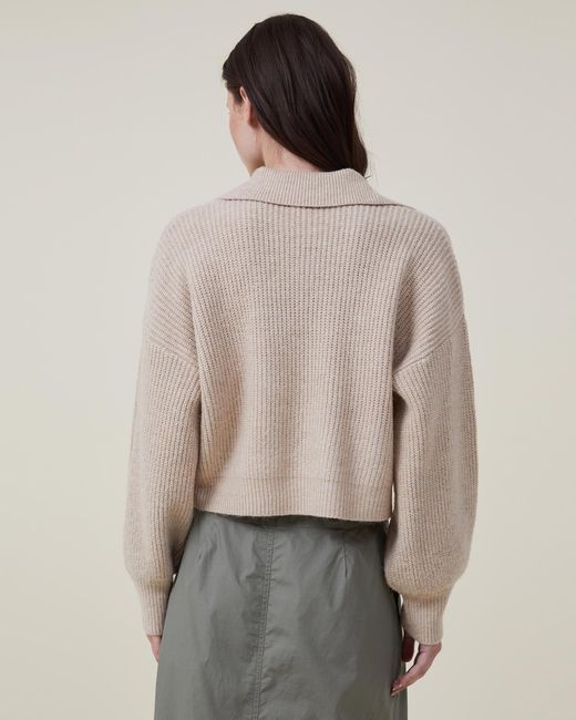 Cotton On Natural Chunky Rib Collar Pullover