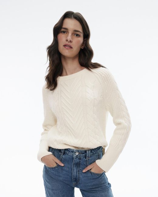 Witchery Cable Crew Neck Knit in White | Lyst Australia