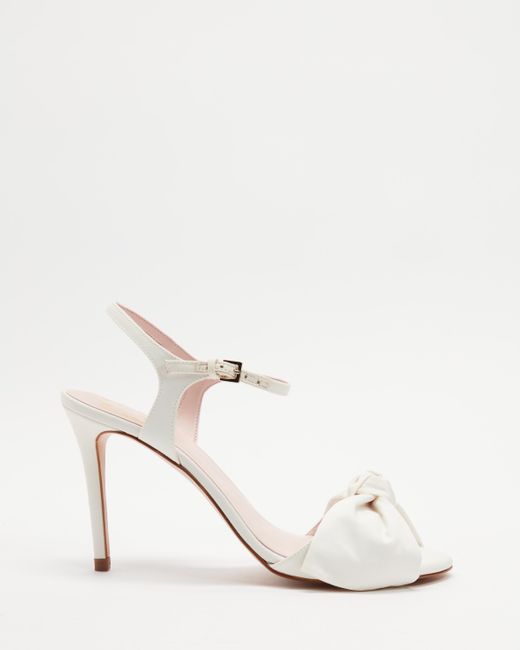 Ted Baker Bribria Stiletto Heel Statement Bow Sandals in Ivory (White