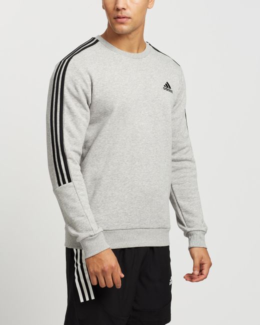 Adidas Originals Gray Fleece Cut 3 Stripes Sweatshirt for men