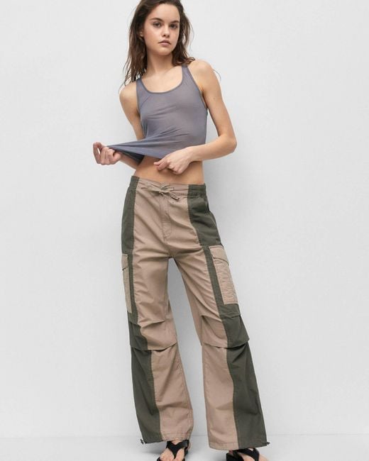 Pull&Bear Multicolor Panelled Parachute Trousers