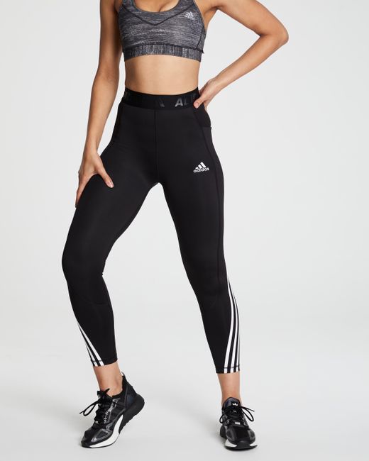 adidas Originals Techfit 3 Stripes Long Gym Tights in Black | Lyst ...