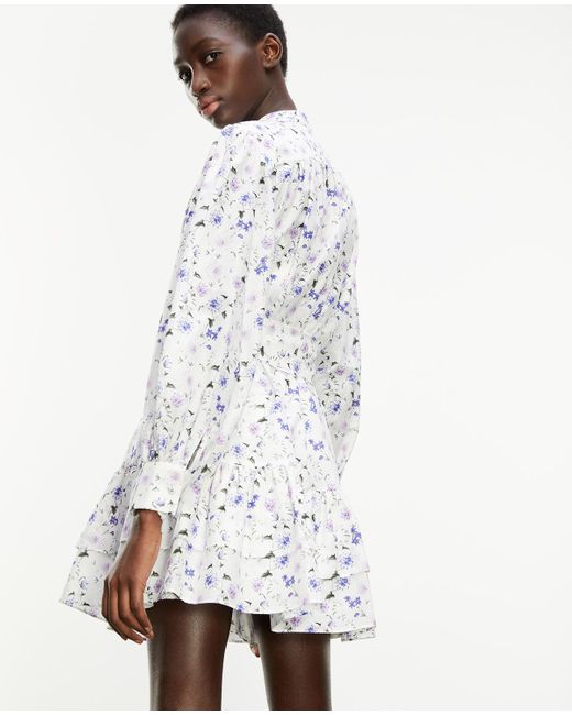 The Kooples Kurzes Kleid Bedruckt Lange Armel In Blau Lyst