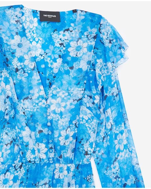 The Kooples Kleid lang blau Blumenprint in Blau | Lyst DE